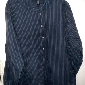 Domani Platinum Men's Navy Striped business casual dress Shirt size XXL